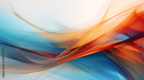 abstract background with orange and blue waves, soft lines and curves, sharp focus, high detail, high contrast, dynamic composition, high definition vector illustration