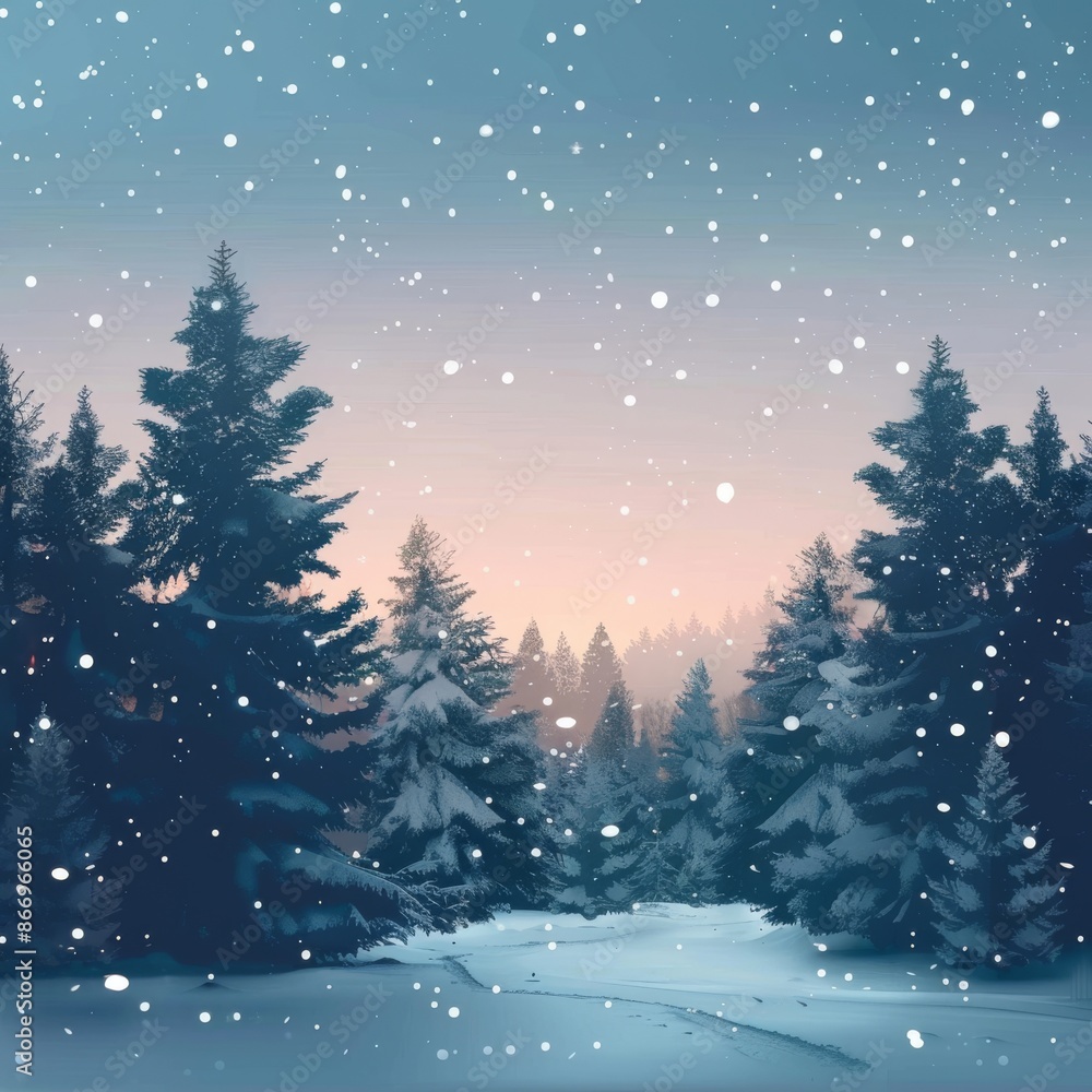 Illustration calm snowy forest background Illustration calm snowy forest background
