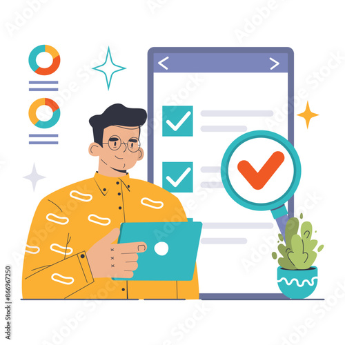 Quality Assurance concept. Flat vector illustration