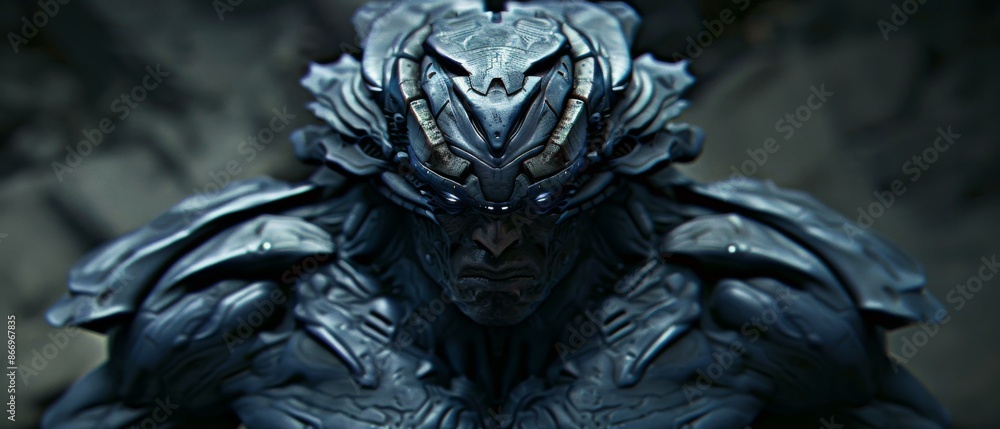 Fototapeta premium A close-up of a cyborg's face. AI.