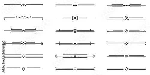 Text dividers doodle set. Wedding decorative elements. Divider ornament, borders, vintage line separators. Hand drawn vector illustration isolated on white background
