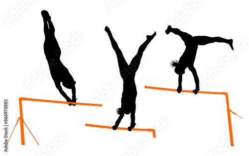 aro, gimnasia, deportes, acrobatas, gimnastas, silueta, vectores, bola. liston