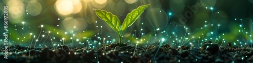 Harmony of Nature and Technology: Sustainable Seed Planting and Digital Technology Fusion in UHD Image Style in 8K photo