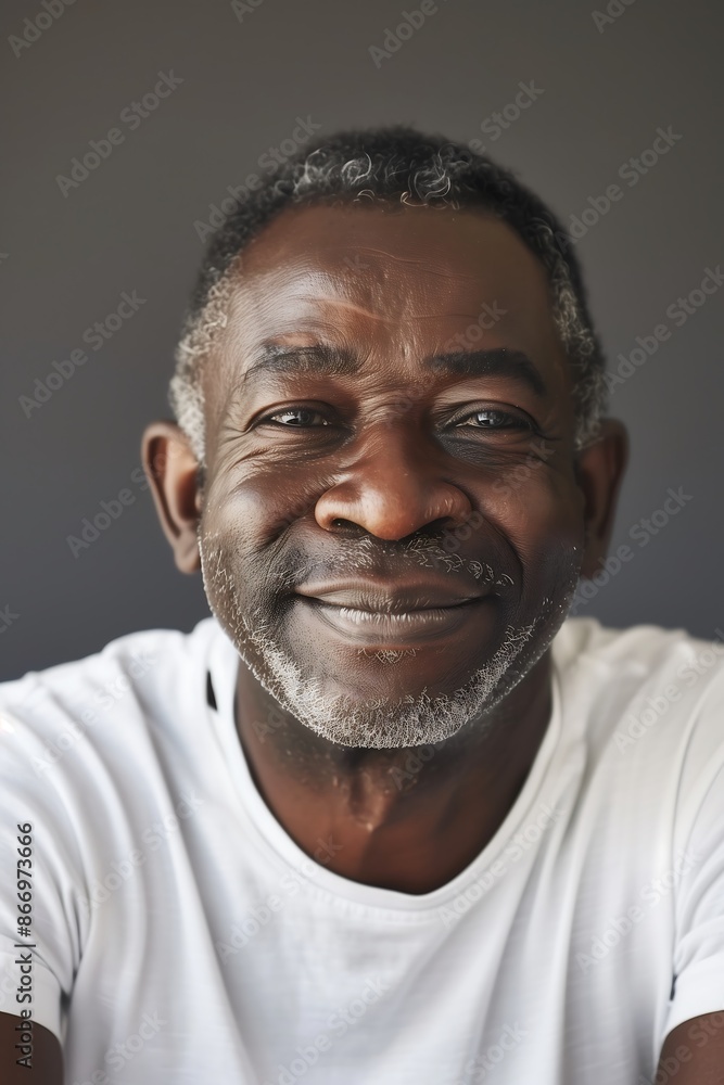 Portrait of a Mature Man with Salt-and-Pepper Hair and a Bright Smile. Generative AI. Portrait of a Mature Man with Salt-and-Pepper Hair and a Bright Smile. Generative AI.