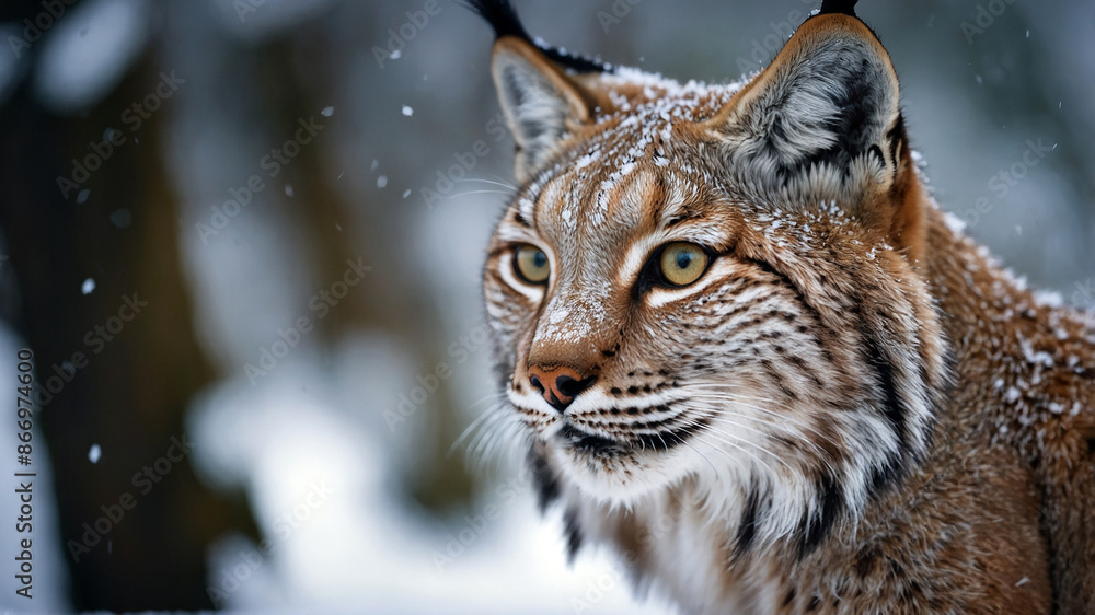 The lynx, with its keen eyesight, scans the snowy landscape, its sharp claws ready to pounce The lynx, with its keen eyesight, scans the snowy landscape, its sharp claws ready to pounce