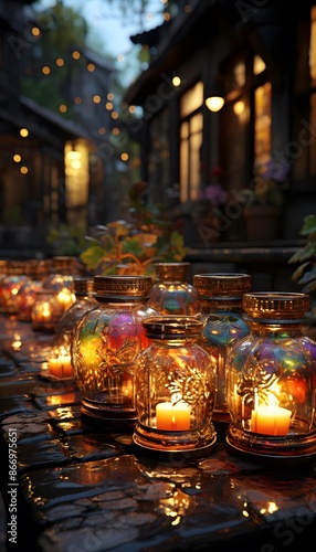 Candles in the streets of the old town of Hanoi