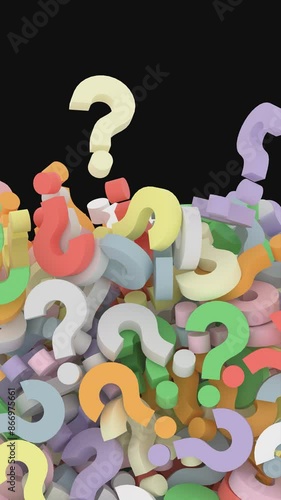 Question Mark Colors Portrait Vertical Video Animation Curtain Transition Effect Transparent Background Alpha Channel