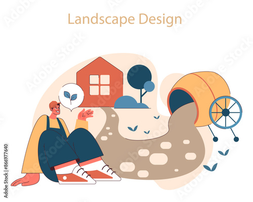 Landscape design. Creative landscape architect planning outdoor space