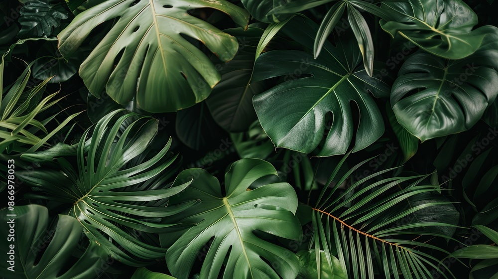 Green tropical plant close-up Green tropical plant close-up