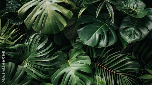 Green tropical plant close-up