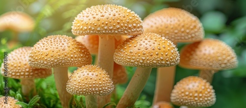 Cluster of Honey Mushrooms in a Forest