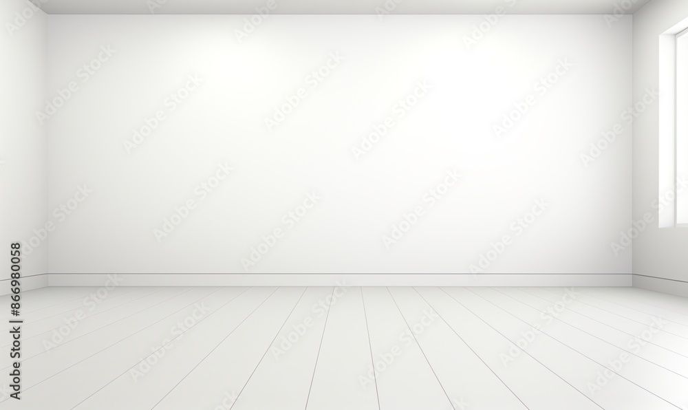 Empty White Room with Wood Floor and Window Empty White Room with Wood Floor and Window
