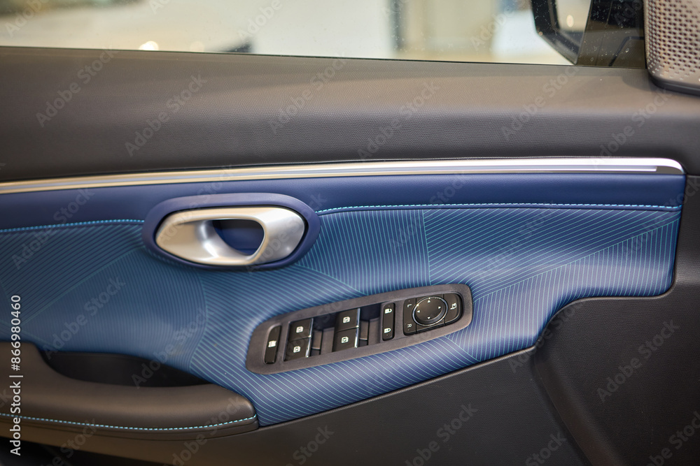 A car door with trim showcasing automotive design details A car door with trim showcasing automotive design details