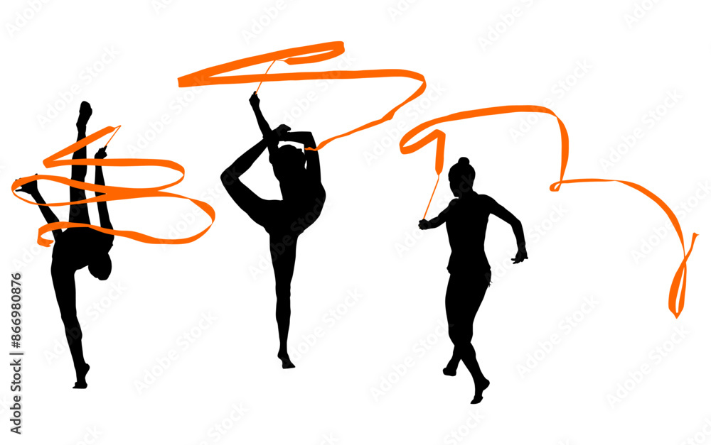 Ταπετσαρία aro, gimnasia, deportes, acrobatas, gimnastas, silueta, vectores, bola