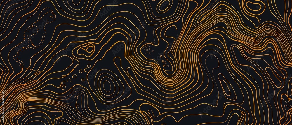Topographic line map pattern background vector illustration with dark black and gold colors, topographical lines. Topographic line map pattern background vector illustration with dark black and gold colors, topographical lines.