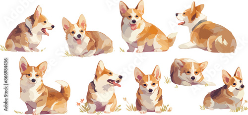 corgi watercolor clipart