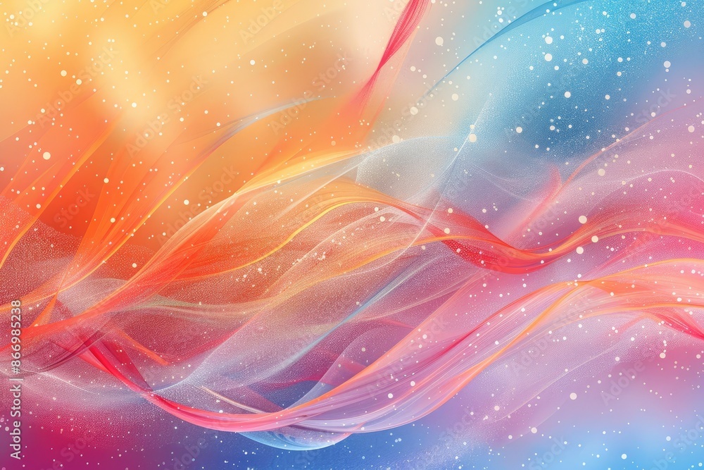 A colorful, swirling background with a blue and orange line. The background is filled with snowflakes A colorful, swirling background with a blue and orange line. The background is filled with snowflakes