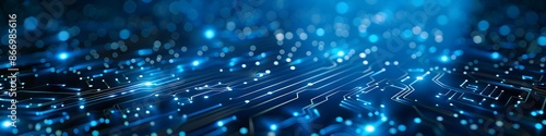 High computer technology design. Modern data protection vector presentation. Abstract circuit board futuristic concept. Data transfer and protection, internet communication on a blue background 