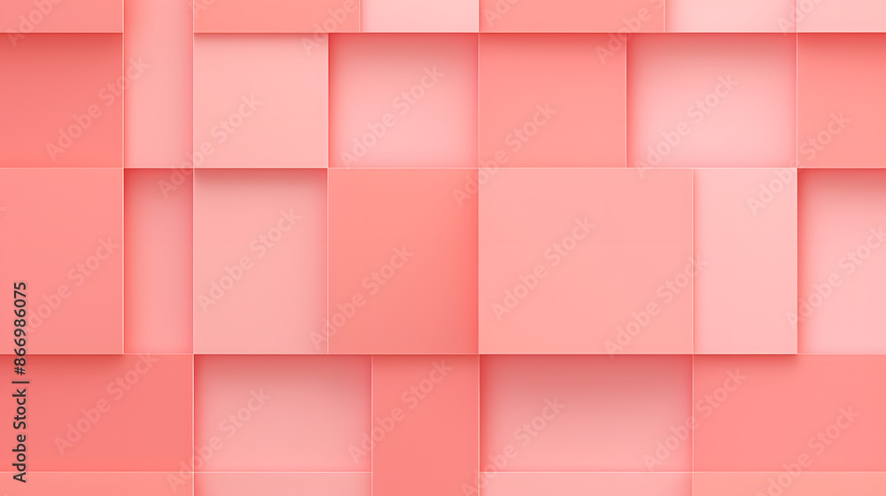 Coral pink grid 3D geometric pattern with a square texture for design and background Coral pink grid 3D geometric pattern with a square texture for design and background