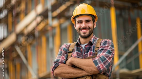 happy of team construction worker working at construction site