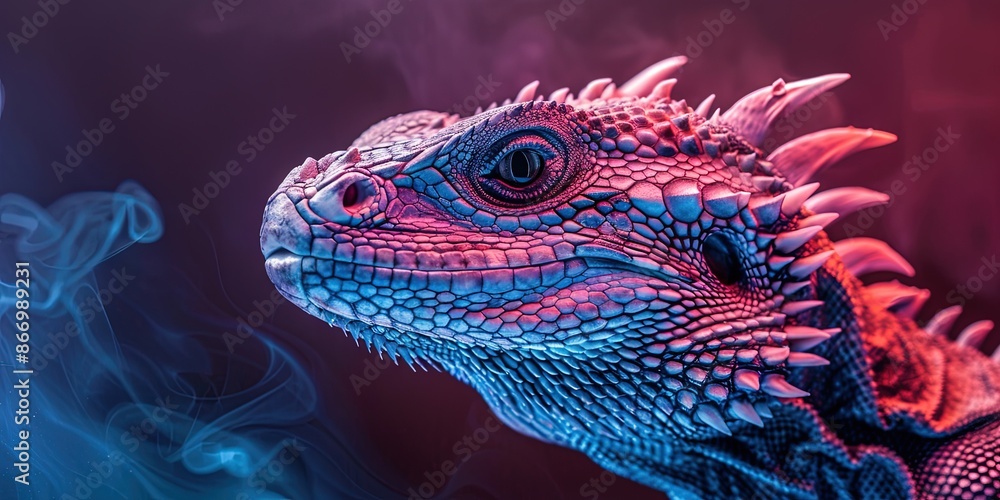 Fototapeta premium Realistic photography of a dragon, pure solid color background,