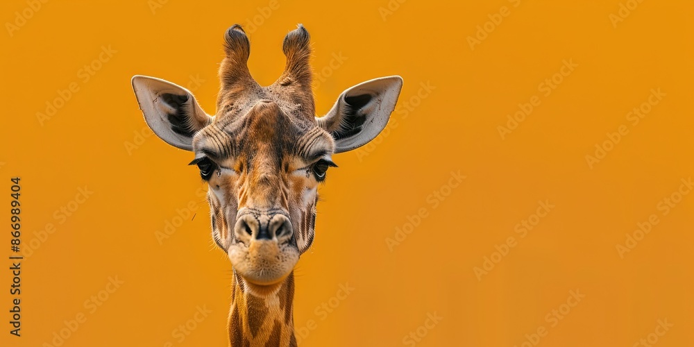 Naklejka premium Realistic photography of a giraffe, pure solid color background,