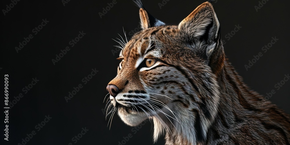 Fototapeta premium Realistic photography of a lynx, pure solid color background,