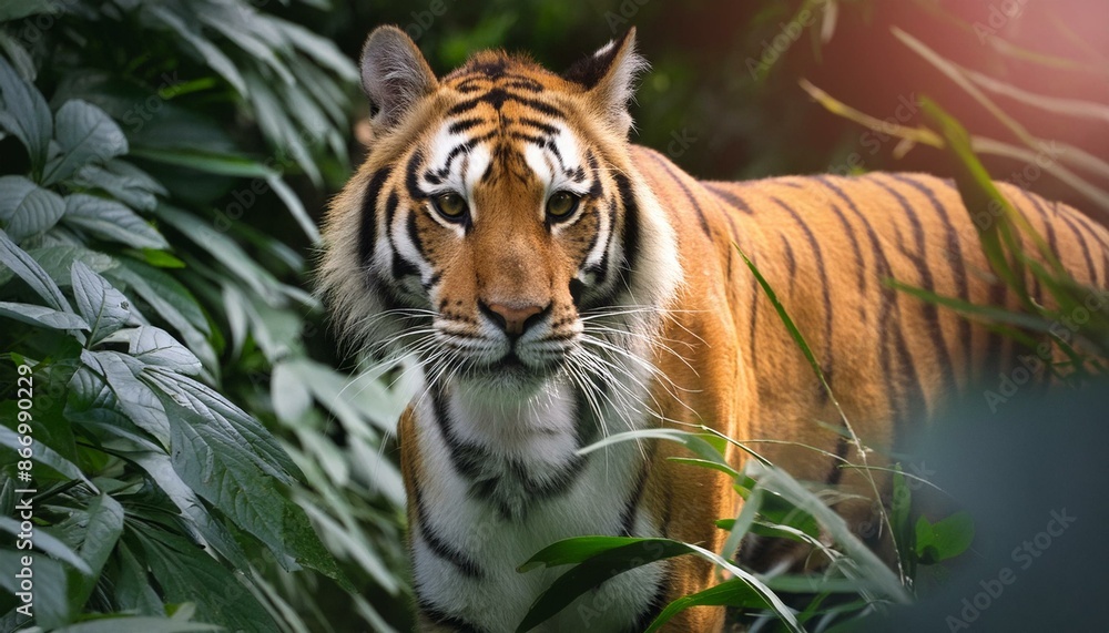 Fototapeta premium A Siberian tiger prowling through the jungle