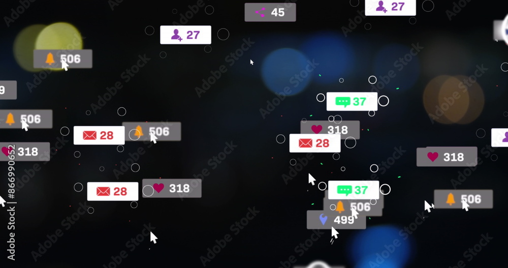 Image of notification labels over blurred moving vehicles moving on street in city Image of notification labels over blurred moving vehicles moving on street in city