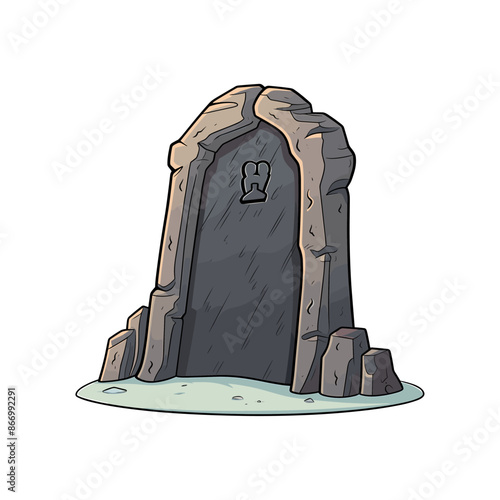 cartoon of a tombstone on white background