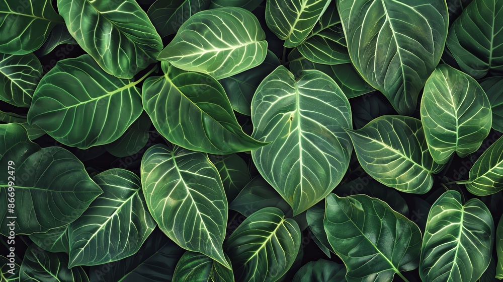 Green tropical plant close-up Green tropical plant close-up