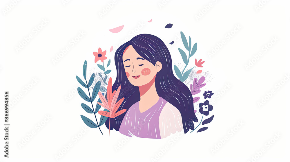 Self Esteem Concept Illustration with Nature Elements for Psychological Awareness Self Esteem Concept Illustration with Nature Elements for Psychological Awareness