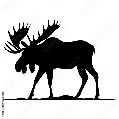 set of wild animals illustration. moose silhouette clip art. 