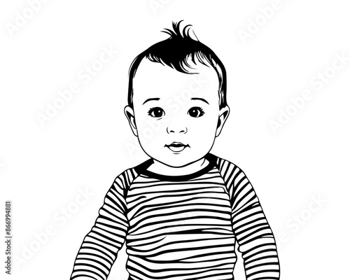 portrait of a baby toddler. small childrens or kids illustration silhouette. 