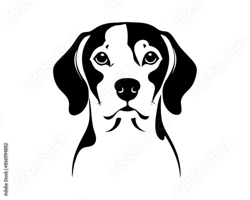 Portrait of a Beagle Dog illustration silhouette. Template for laser engraving or stencil, print for t shirt. 