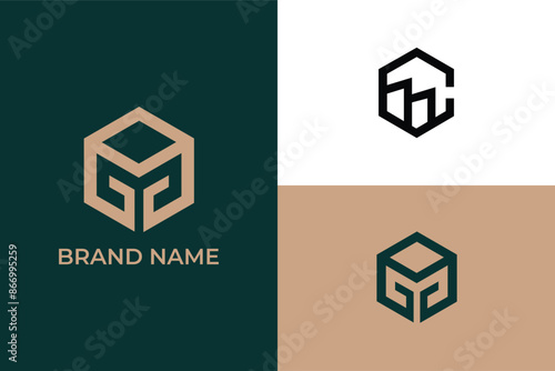 initial letter MC CM 3d box construction and finance growth analytics column logo set template, letter MC buildings icon real estate business