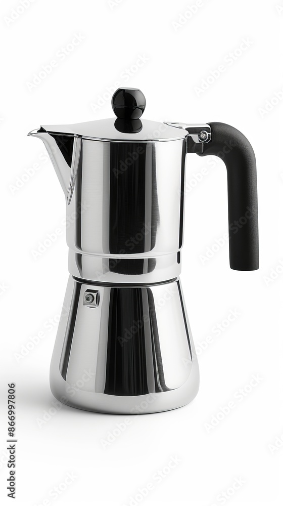 Stainless steel moka pot on white background Stainless steel moka pot on white background
