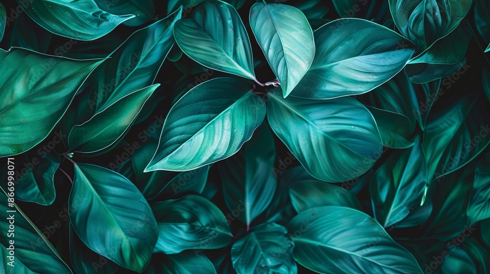 Green tropical plant close-up Green tropical plant close-up