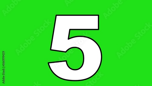 video drawing animation counting up from 0 to 10 numbers, drawn in black and white color. On a green chroma key background