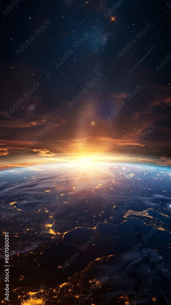 Sunrise view from space showing Earth's curvature Sunrise view from space showing Earth's curvature