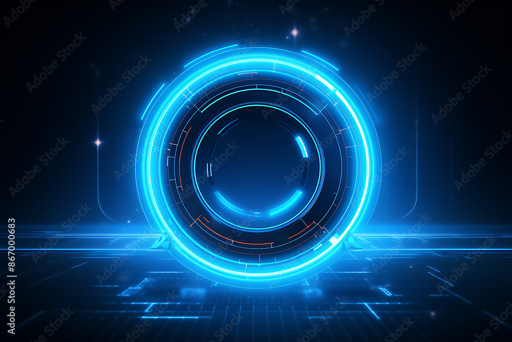 Circle with neon light on dark background. Vector techno illustration. Circle with neon light on dark background. Vector techno illustration.