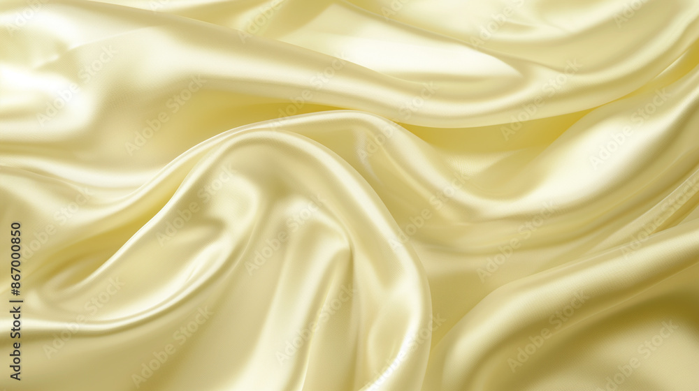 Fototapeta premium A yellow fabric with a wave pattern. The fabric is very soft and smooth. The color yellow is bright and cheerful