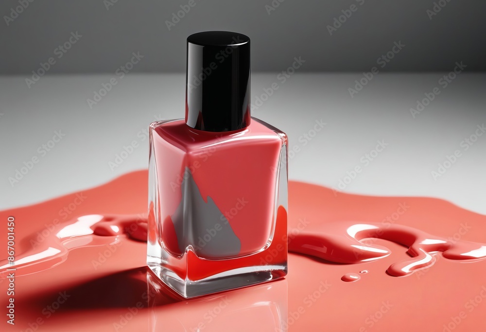 Glass Bottle of Nail Polish on Vibrant Background Glass Bottle of Nail Polish on Vibrant Background