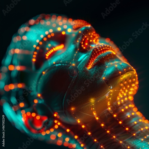 Abstract Human with Neon Lights.