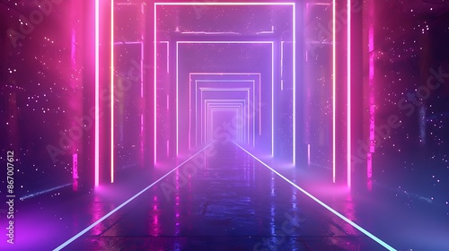 abstract background with neon lights space construction