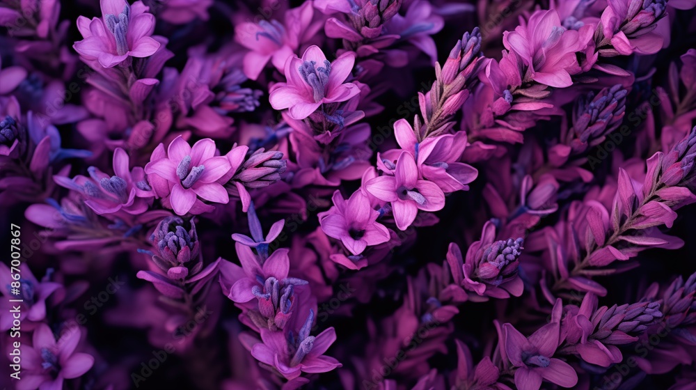 Many Lavender flowers bouquet pattern. Close-up of vibrant purple and pink flowers in full bloom, creating a lush and colorful floral display. Full screen filled. Many Lavender flowers bouquet pattern. Close-up of vibrant purple and pink flowers in full bloom, creating a lush and colorful floral display. Full screen filled.