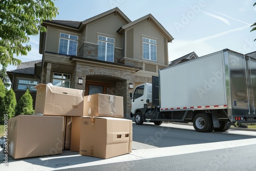 Professional movers transporting boxes and belongings into a new home, providing efficient and reliable moving services
