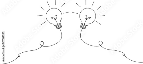 Electric lamp. Light bulb included or idea line art