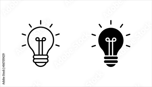 black bulb with checkmark like quick tip icon set, flat stroke linear simple trend modern efficiency logotype design element isolated on white background.