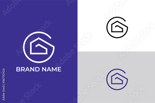 Outstanding professional trendy awesome initial letter GC C  home icon logo suitable for construction company, letter G multimedia company cinema logo
